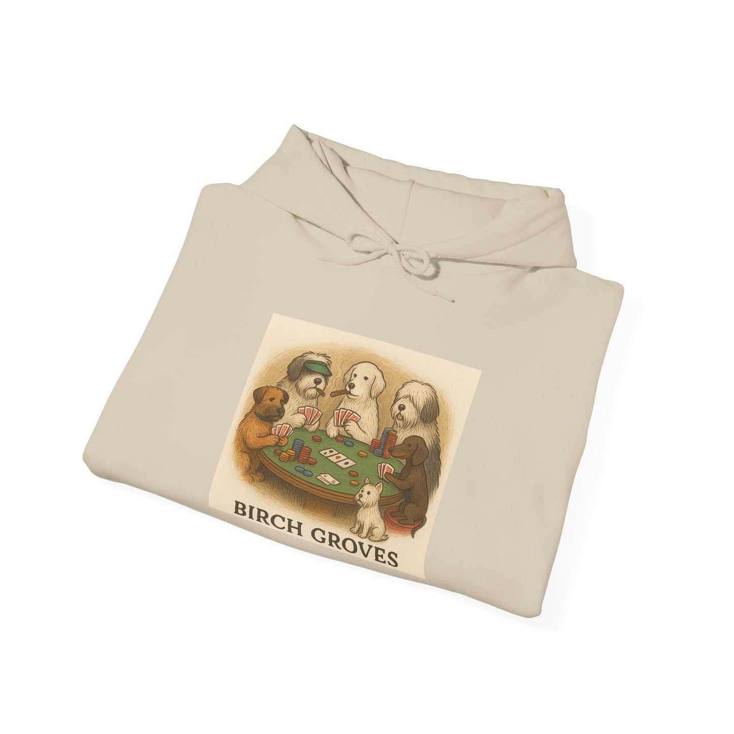 Birch Groves Poker Dogs Hoodie — Vintage Playing Dogs Graphic Sweatshirt