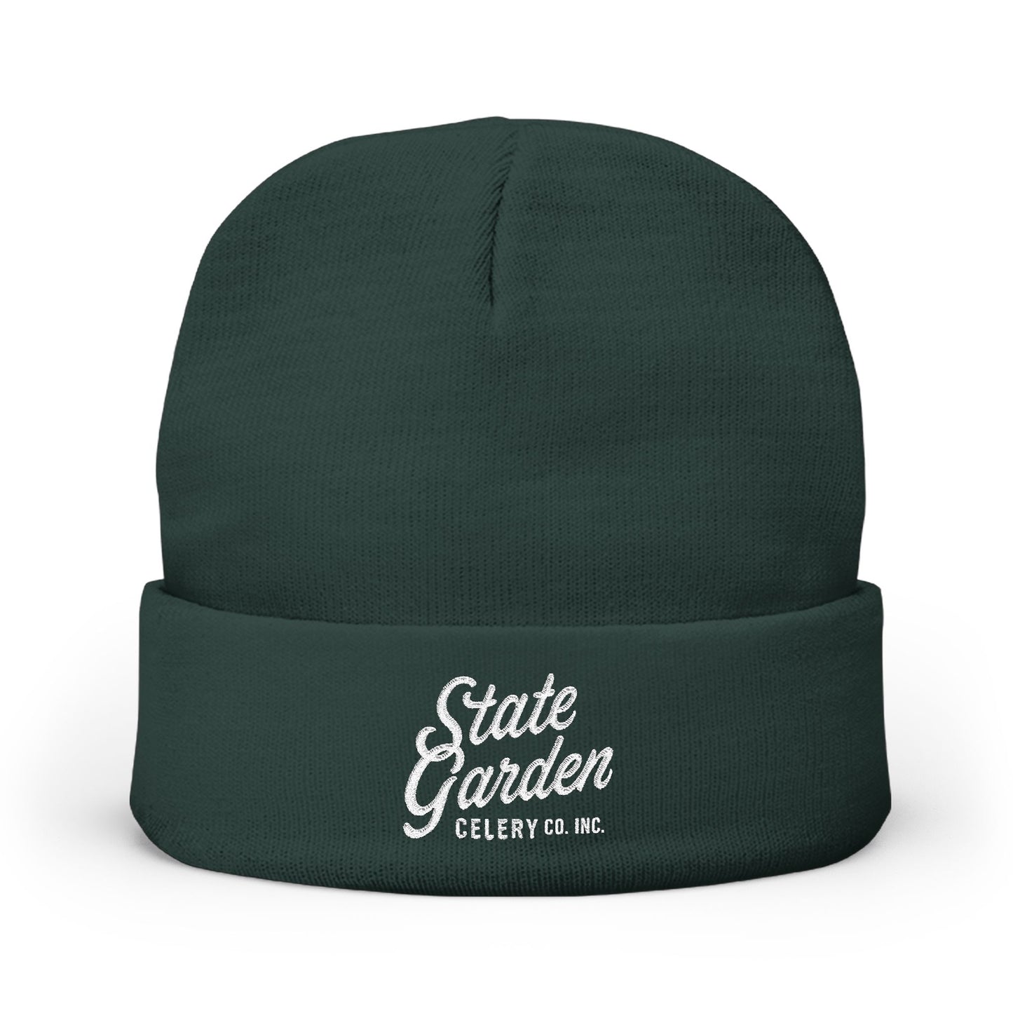 Embroidered 'State Garden' Knit Beanie – Cozy Winter Cuffed Hat