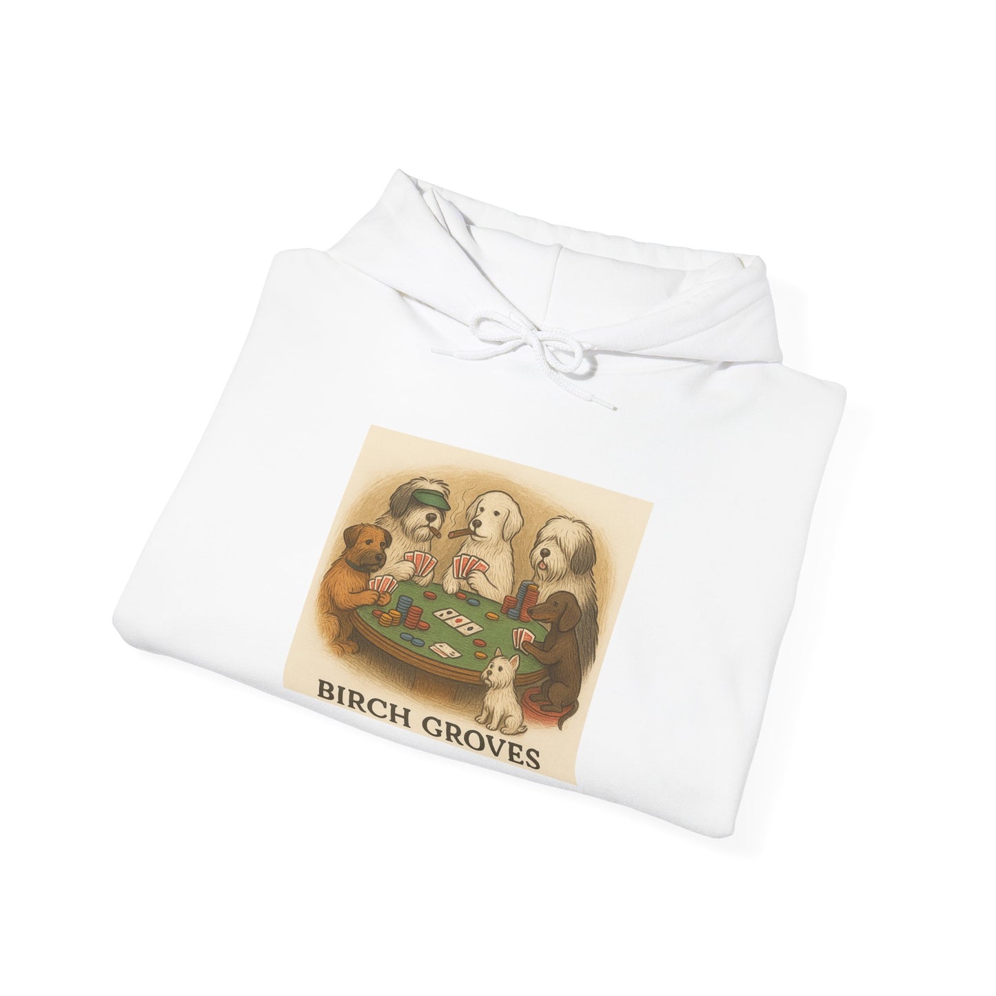 Birch Groves Poker Dogs Hoodie — Vintage Playing Dogs Graphic Sweatshirt