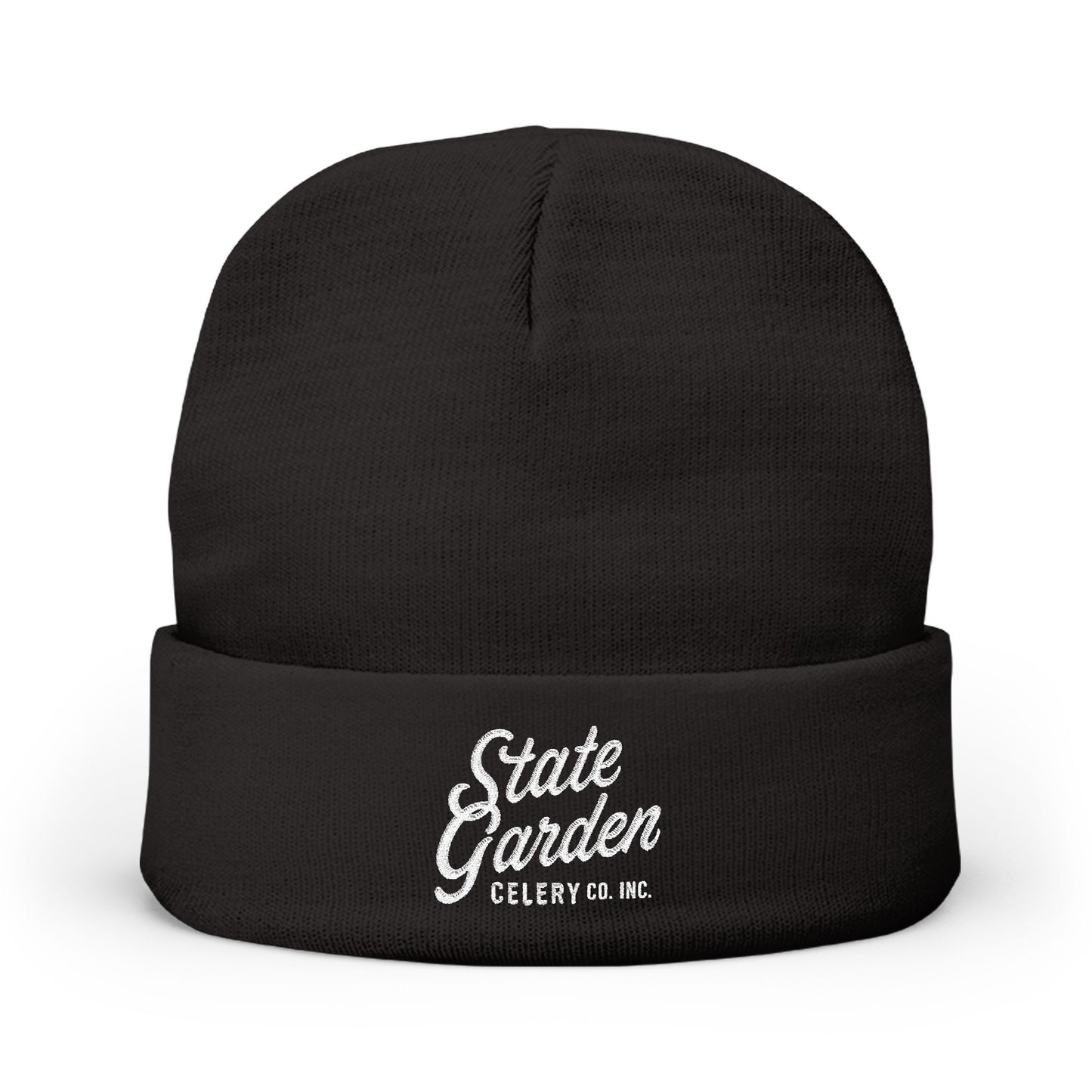 Embroidered 'State Garden' Knit Beanie – Cozy Winter Cuffed Hat