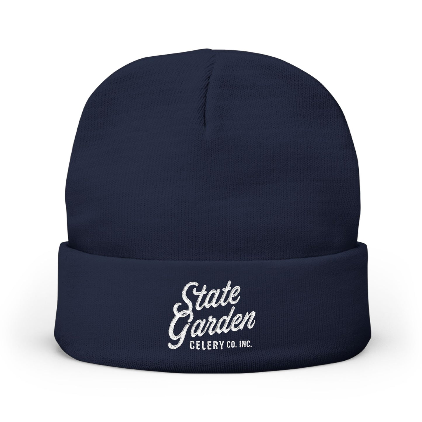 Embroidered 'State Garden' Knit Beanie – Cozy Winter Cuffed Hat