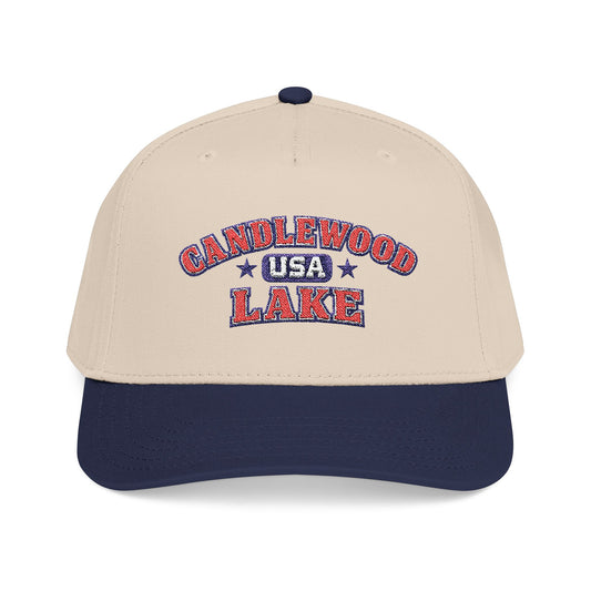 Candlewood Lake USA Baseball Cap — Retro Patriotic Lake Hat