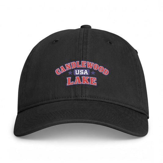 Lake Candlewood Embroidered Cap — USA Patriotic Dad Hat