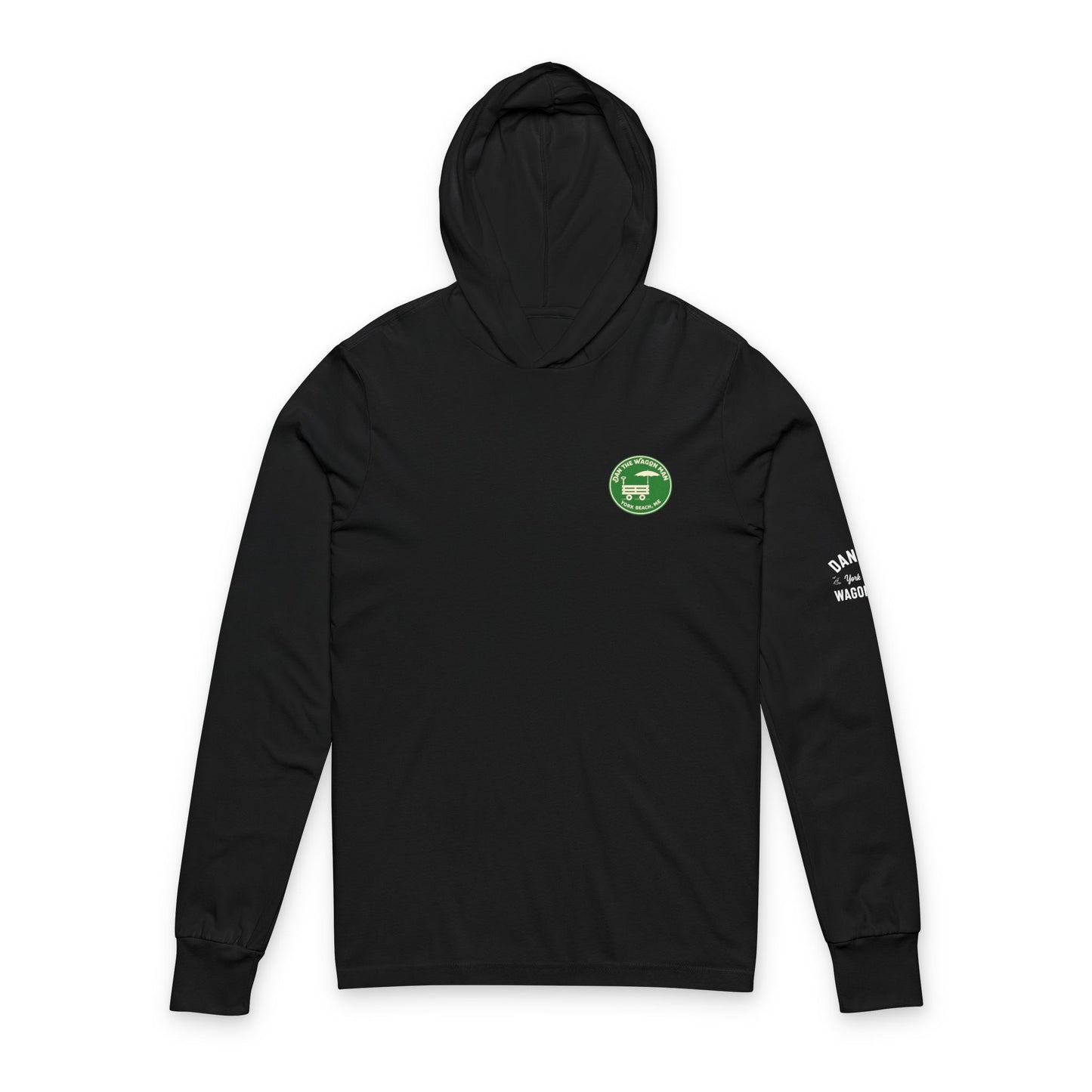 Hooded Long Sleeve Tee — "On The Wagon Man" Fork Beach, ME Logo