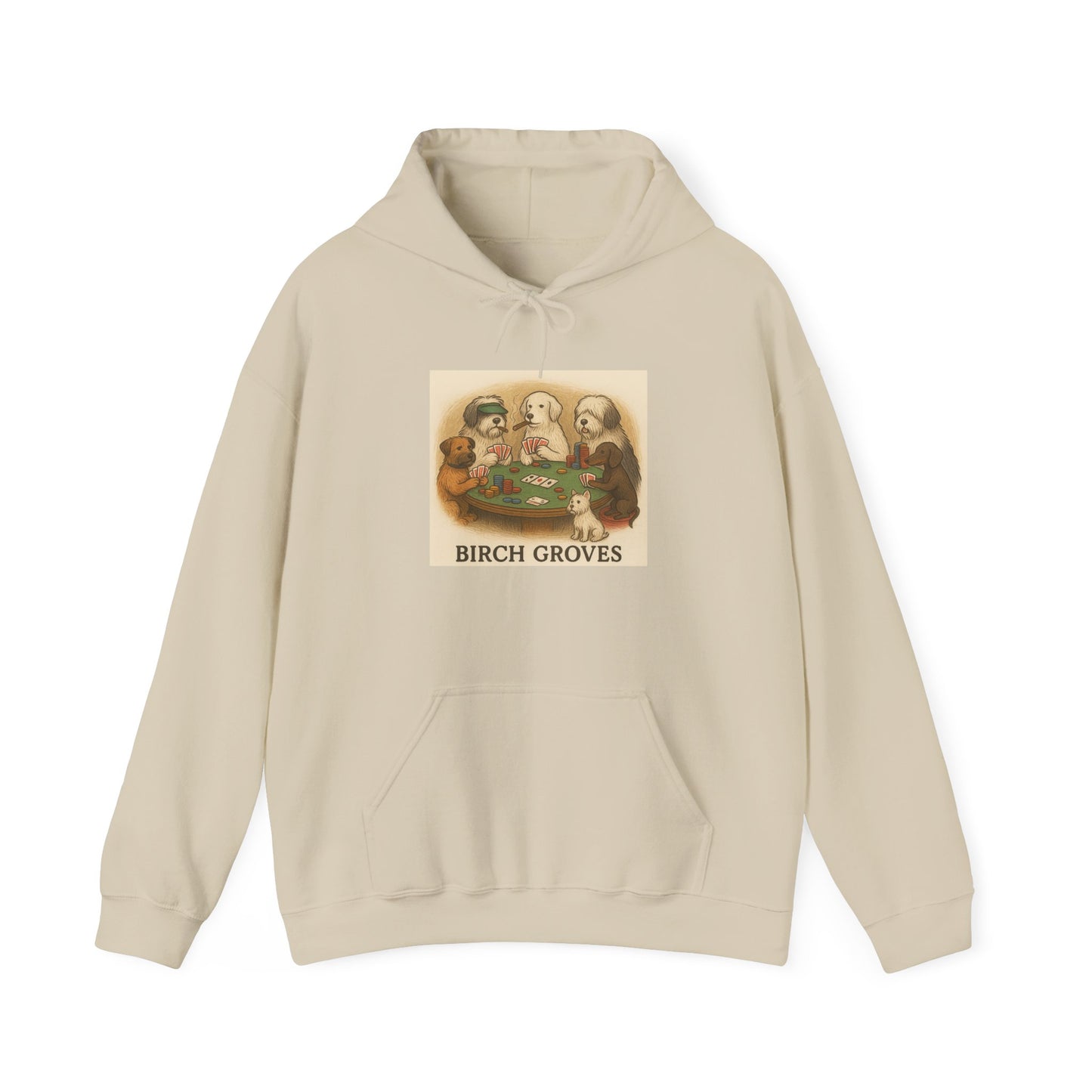 Birch Groves Poker Dogs Hoodie — Vintage Playing Dogs Graphic Sweatshirt