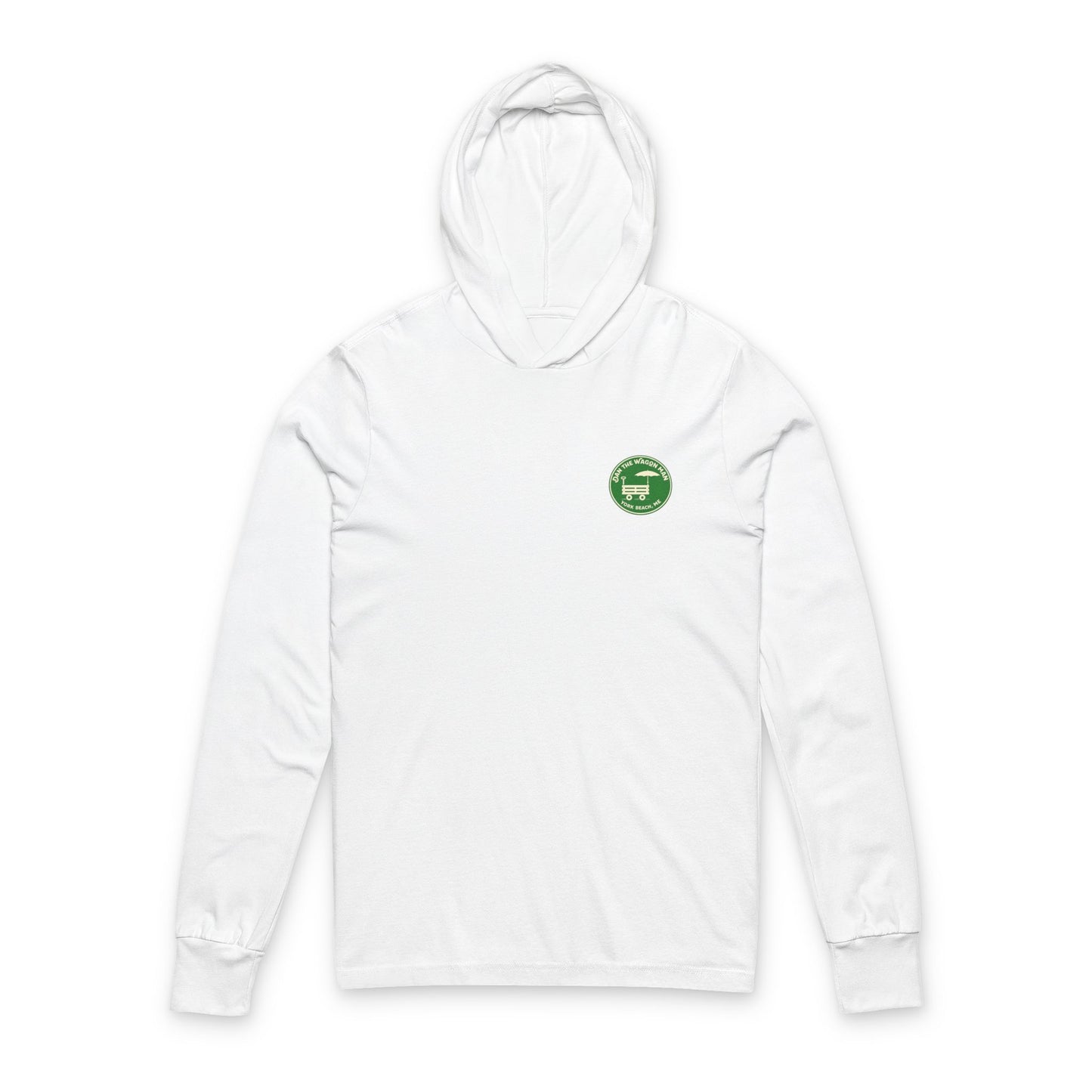 Hooded Long Sleeve Tee — "On The Wagon Man" Fork Beach, ME Logo